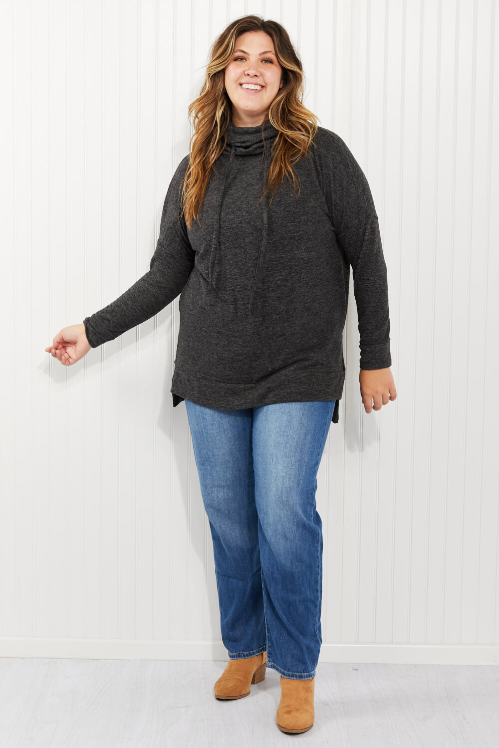 Zenana Brushed Funnel Neck Sweater - Rayon/Poly/Spandex Sizes: XS - 3X) (Sale Price: $59.49 CAD)