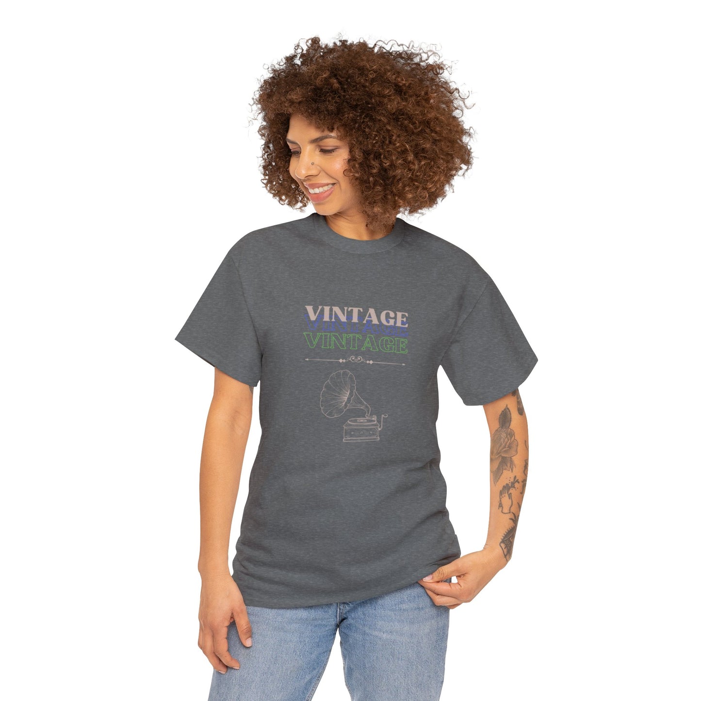 Vintage Phonograph - Unisex Heavy Cotton Tee ~ 100% Cotton (Sizes: S-3XL) ~ Sharon Dawn Collection (Sale Price: $51.99 CAD)