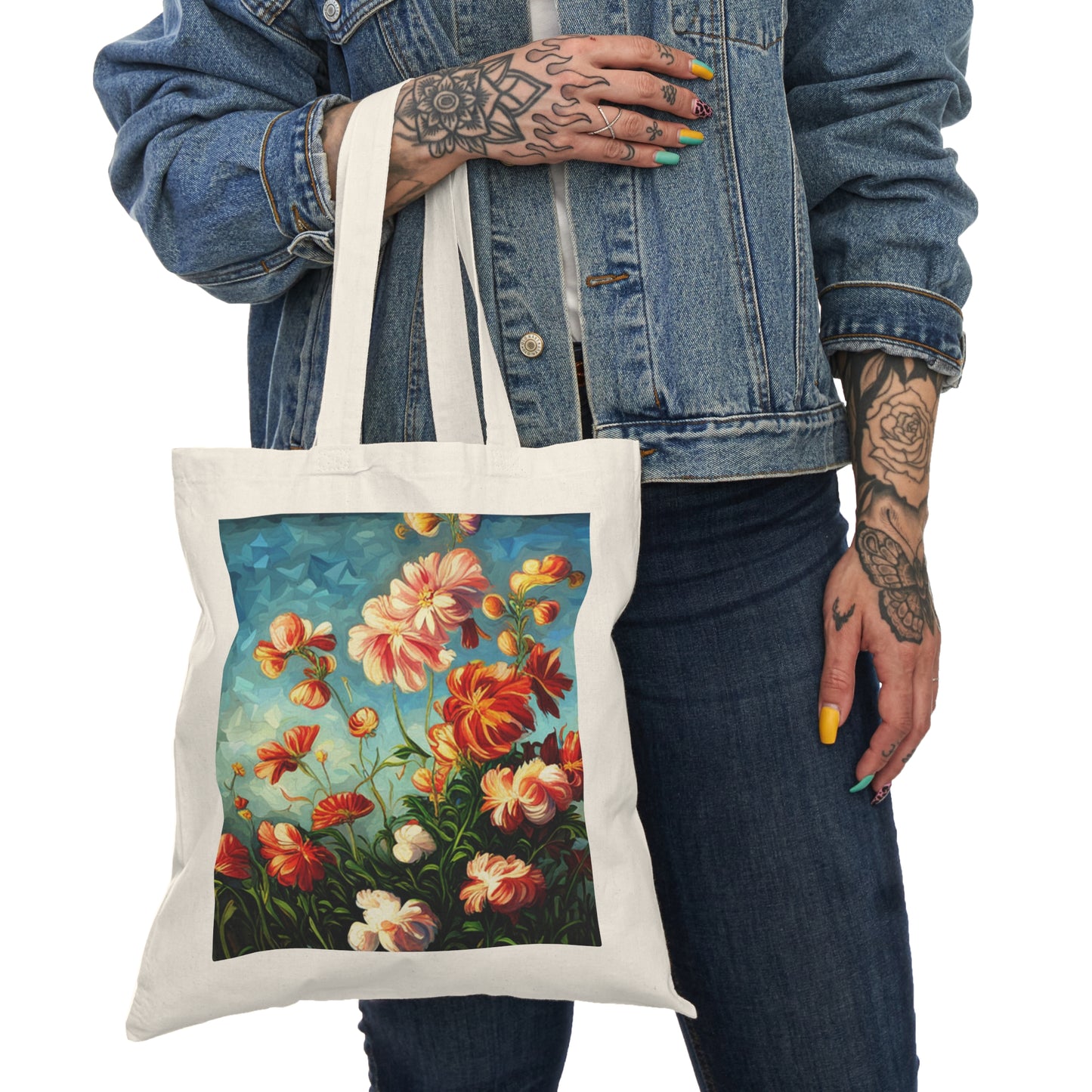 Flower Garden - Natural Tote Bag ~ Sharon Dawn Collection