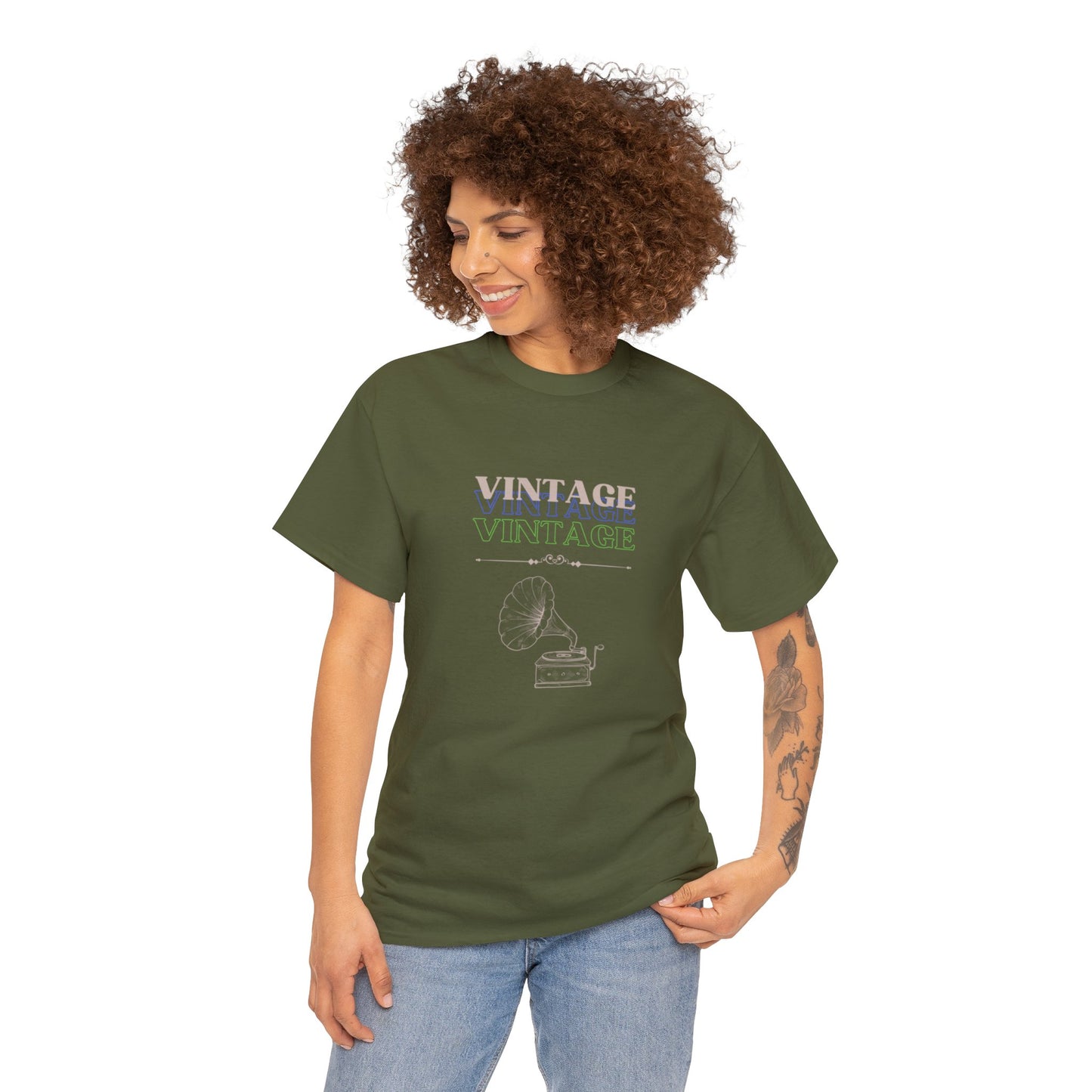 Vintage Phonograph - Unisex Heavy Cotton Tee ~ 100% Cotton (Sizes: S-3XL) ~ Sharon Dawn Collection (Sale Price: $51.99 CAD)