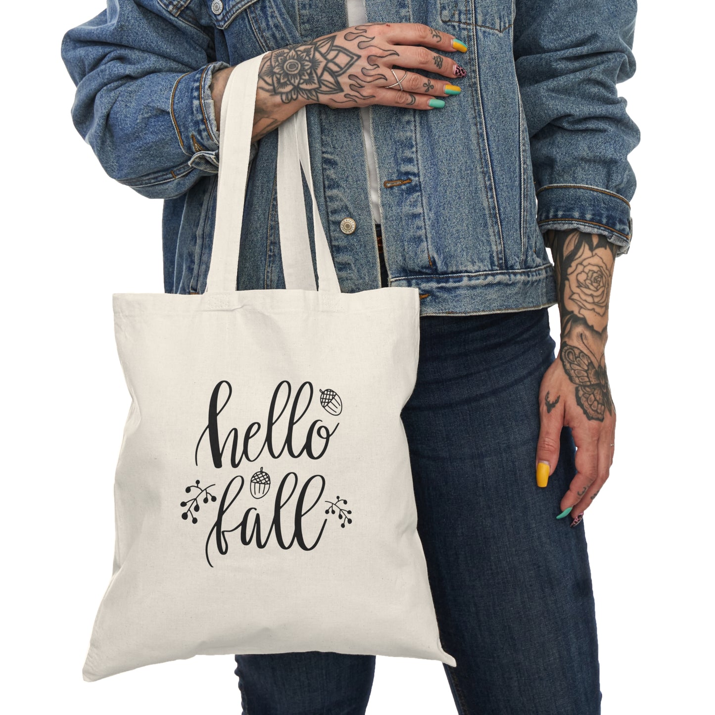 Hello Fall - Natural Tote Bag ~ Sharon Dawn Collection