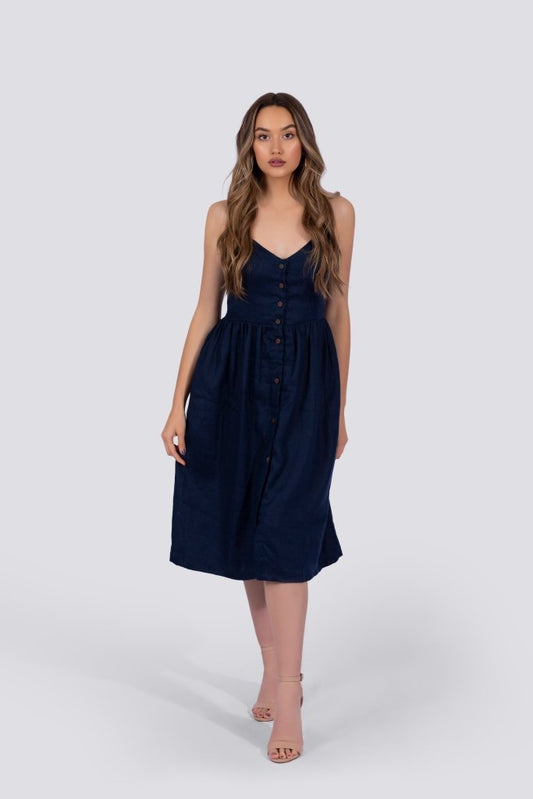 Everly Dress | Navy ~ Made in Bali/Designed in Victoria, BC