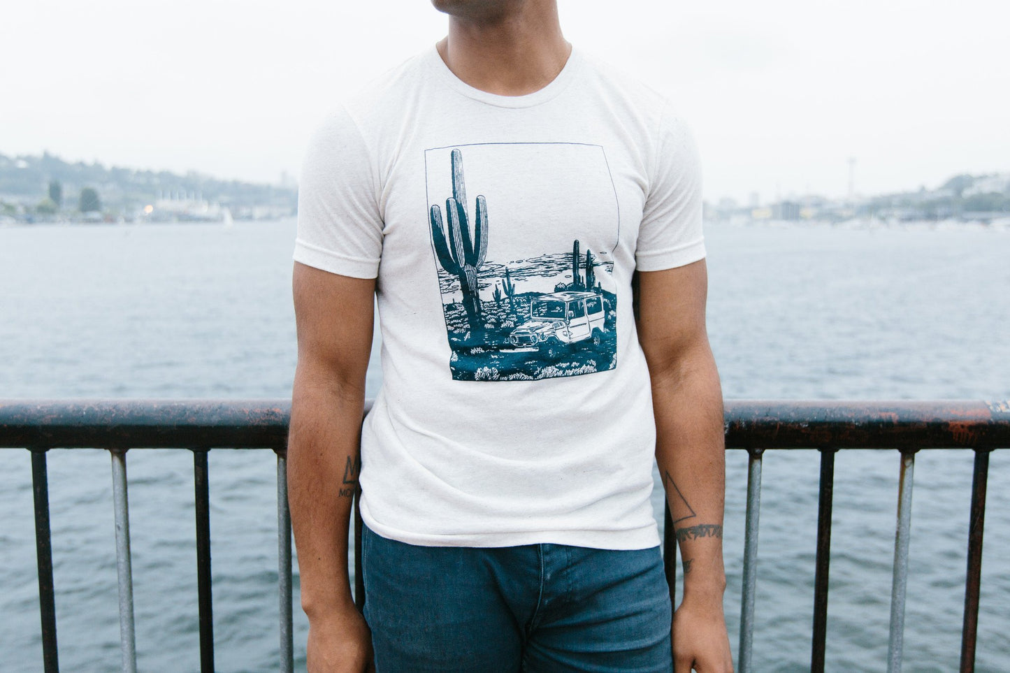 Desert Cruiser Tee - Unisex T - Oatmeal (Cotton/Poly/Rayon) ~ hand screen printed in Denver, Colorado (Sizes: S-XXL) (Sale Price: $52.70 CAD)