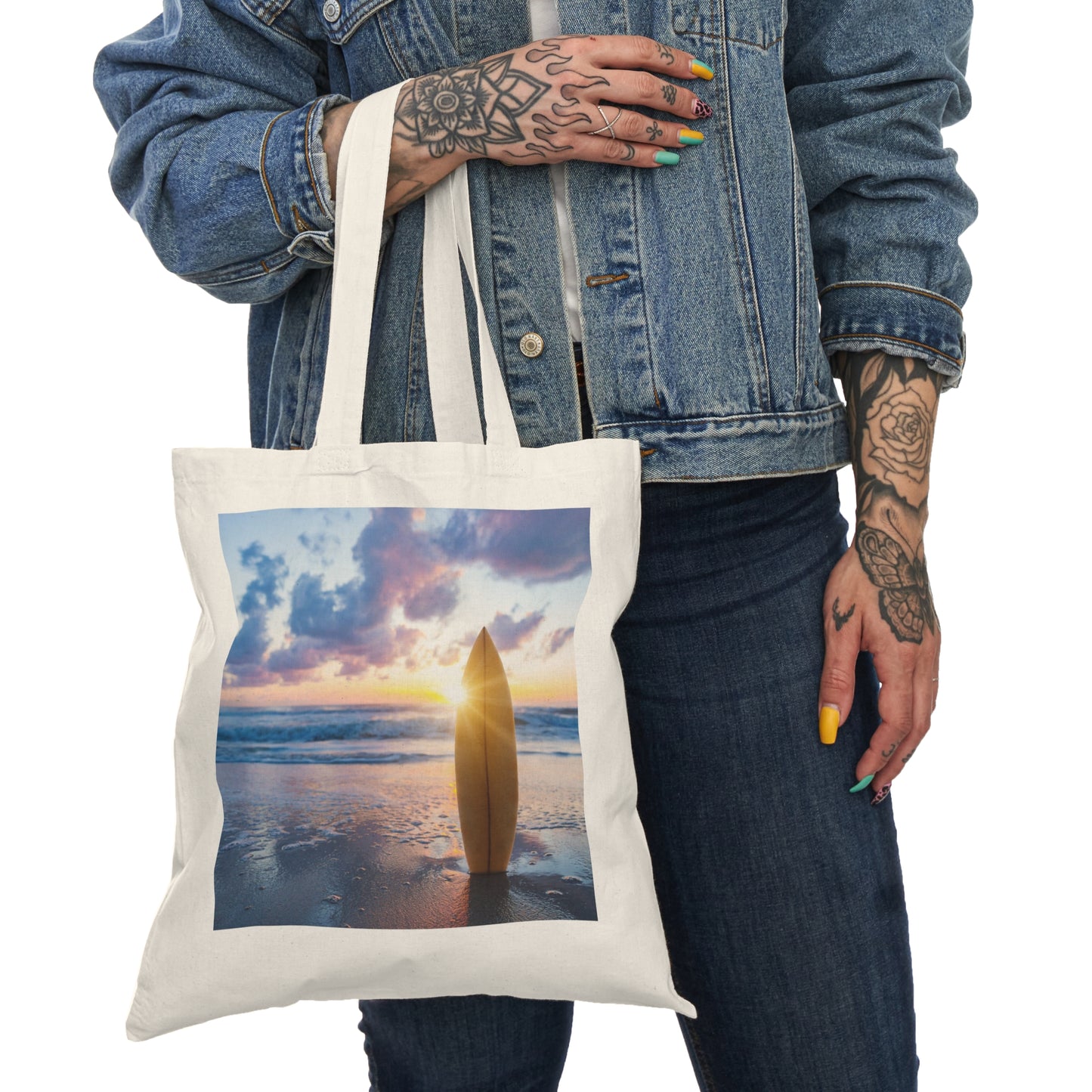 Surfboard Sunset - Natural Tote Bag ~ Sharon Dawn Collection