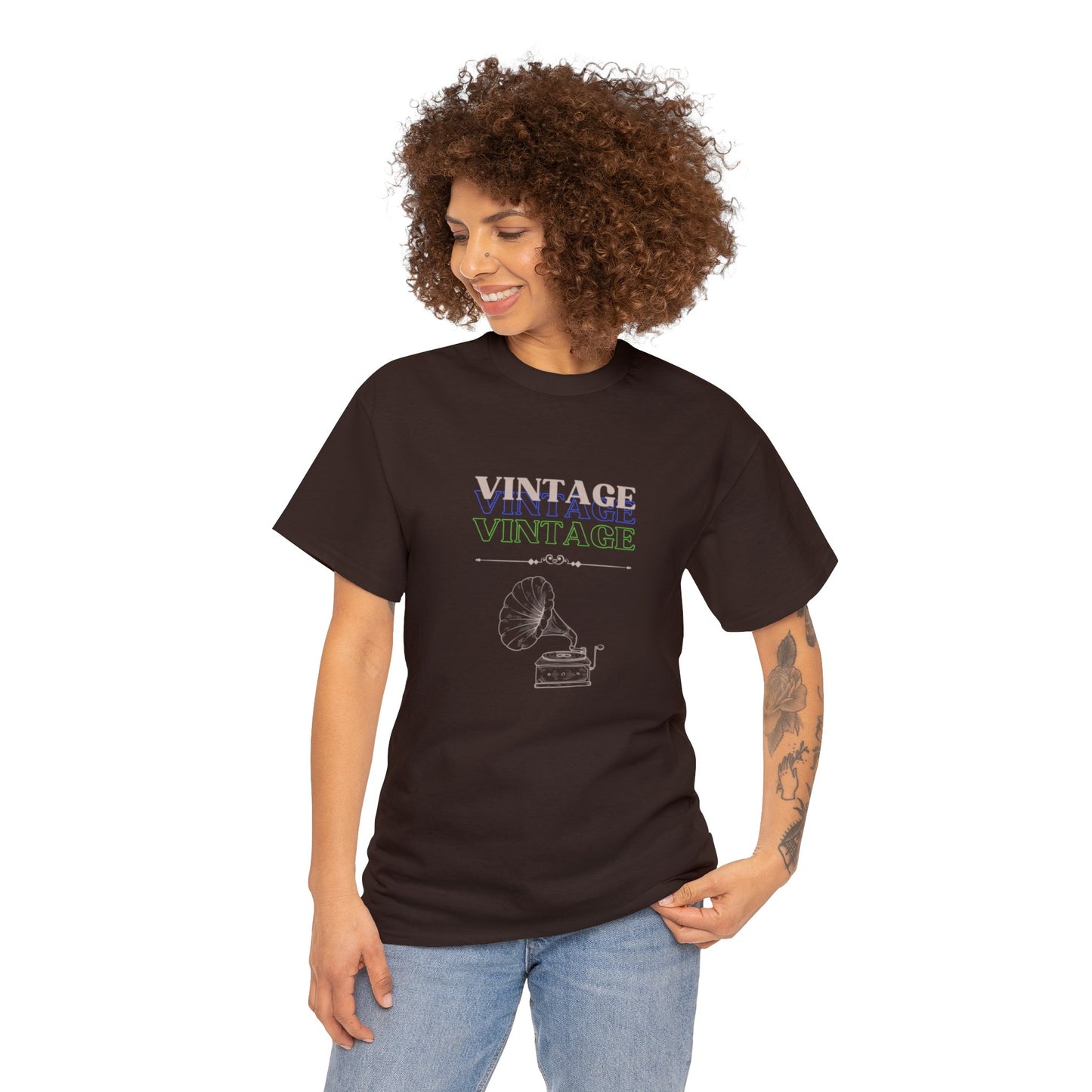 Vintage Phonograph - Unisex Heavy Cotton Tee ~ 100% Cotton (Sizes: S-3XL) ~ Sharon Dawn Collection (Sale Price: $51.99 CAD)