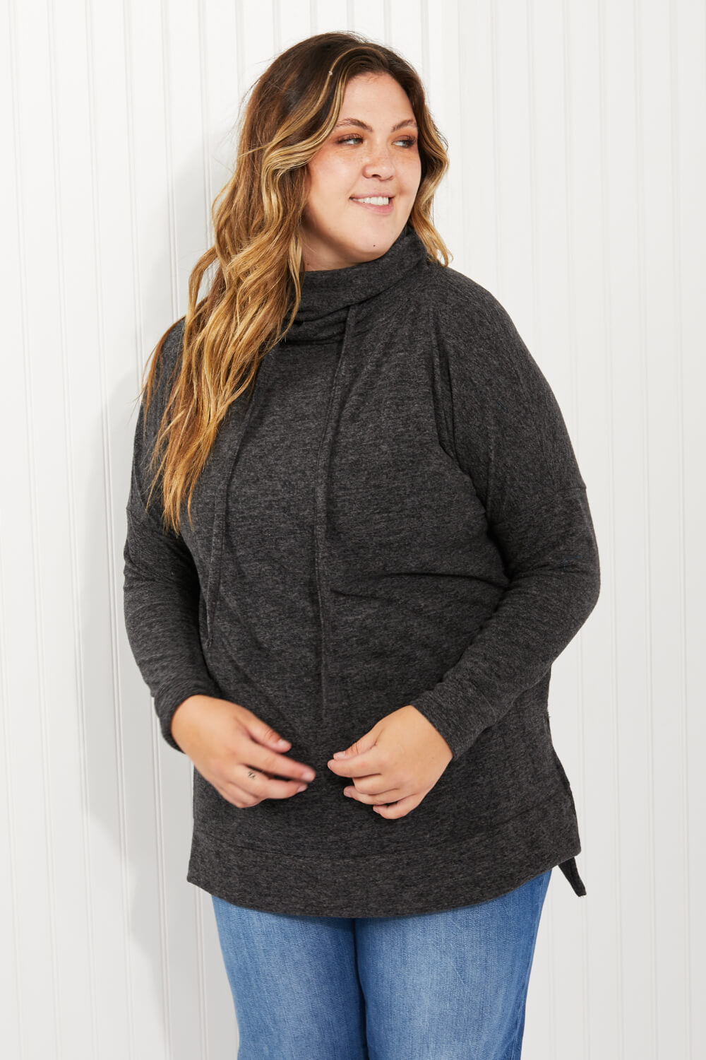 Zenana Brushed Funnel Neck Sweater - Rayon/Poly/Spandex Sizes: XS - 3X) (Sale Price: $59.49 CAD)