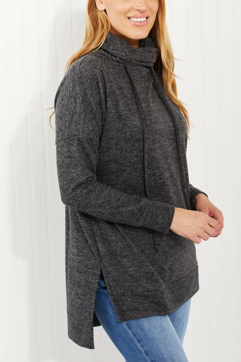 Zenana Brushed Funnel Neck Sweater - Rayon/Poly/Spandex Sizes: XS - 3X) (Sale Price: $59.49 CAD)