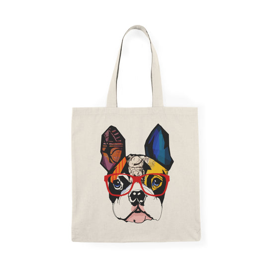 Dog with Glasses - Natural Tote Bag ~ Sharon Dawn Collection