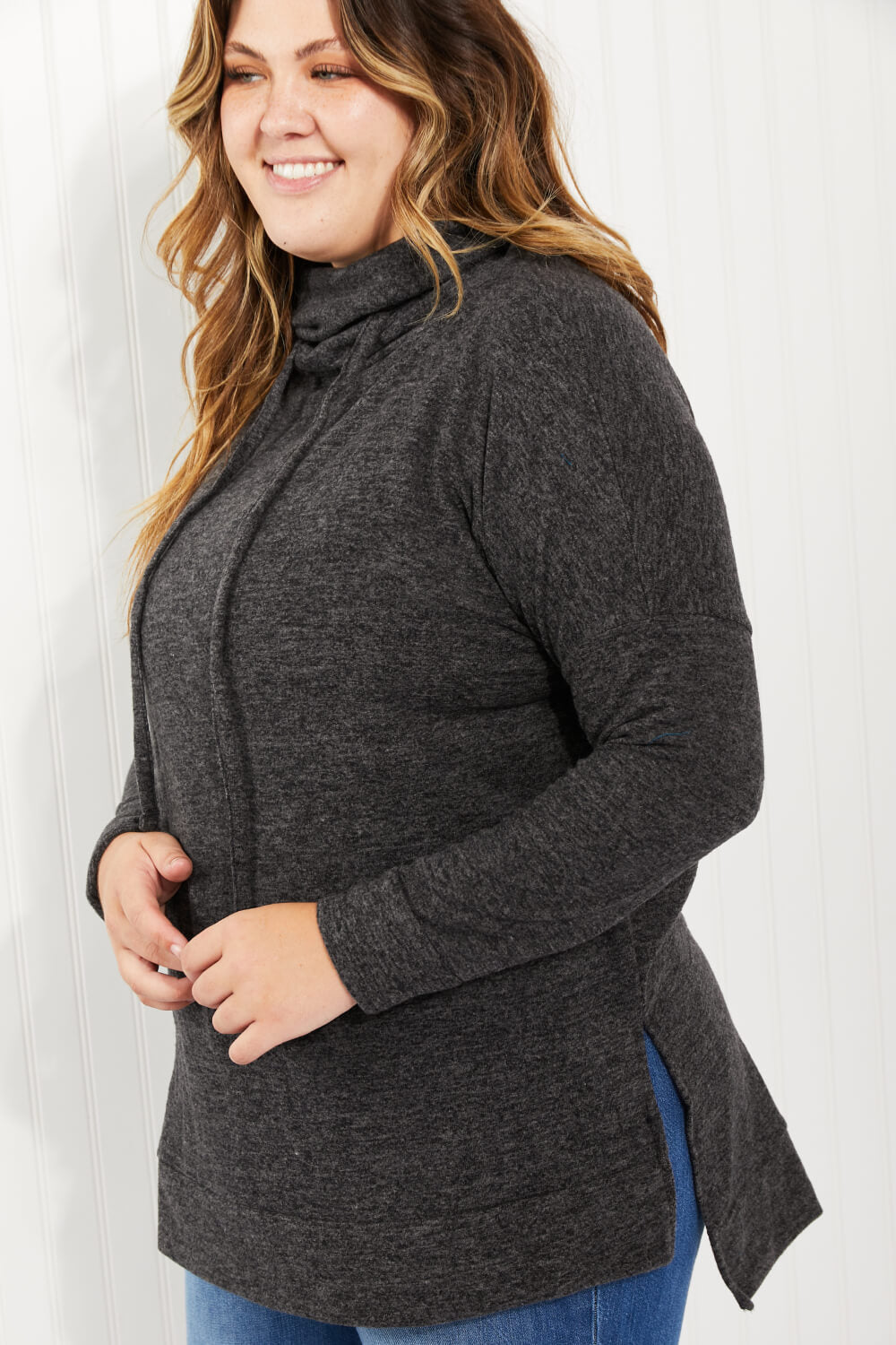 Zenana Brushed Funnel Neck Sweater - Rayon/Poly/Spandex Sizes: XS - 3X) (Sale Price: $59.49 CAD)