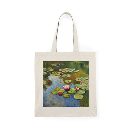 Lotus Pond - Natural Tote Bag ~ Sharon Dawn Collection