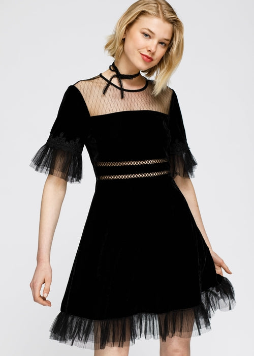 Women's Black Velvet Dress