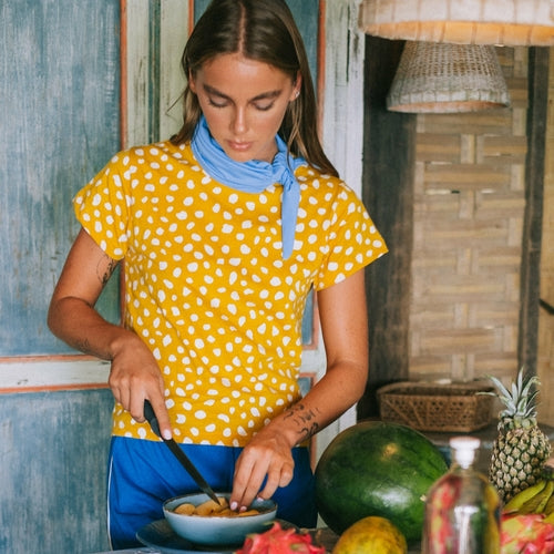 ARNOLDI Organic Cotton Shirt, in Golden Saffron ~ Made in Bali (Sizes: S - L) (Sale price: $124.10 CAD)