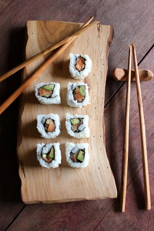 Chopstick and Sushi Serving Platter Set - Handmade Hand Carved Cherry Wood (Sale Price: $141.94 CAD)