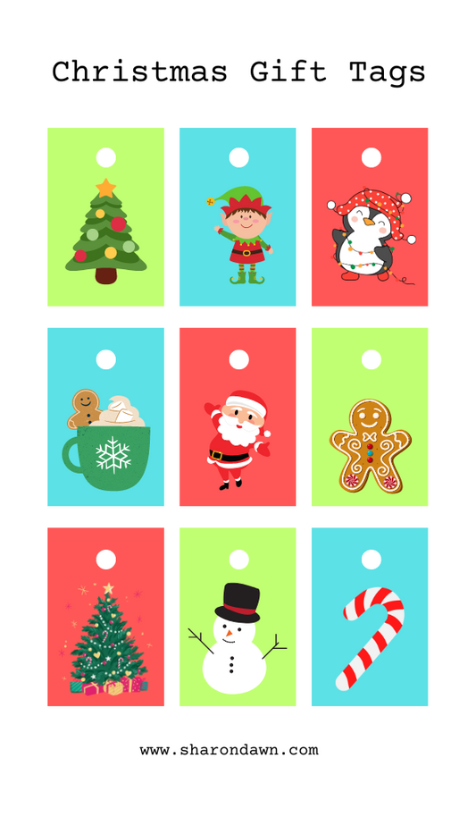 Christmas Gift Tags - Printable Digital Download ~ Sharon Dawn Collection (50% OFF - Sale Price - $3.00 CAD)