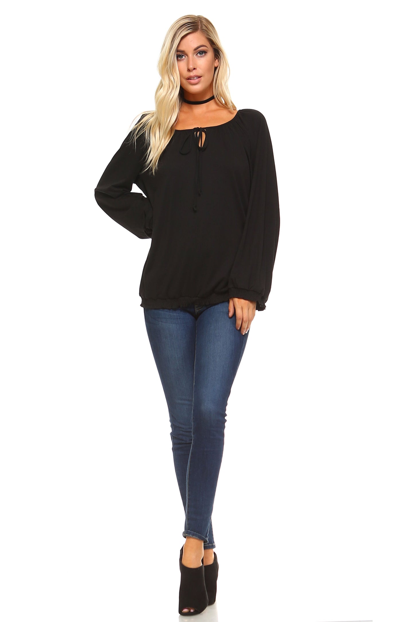 Women's Long Sleeve Solid Peasant Top (Sale Price: $33.15 CAD)