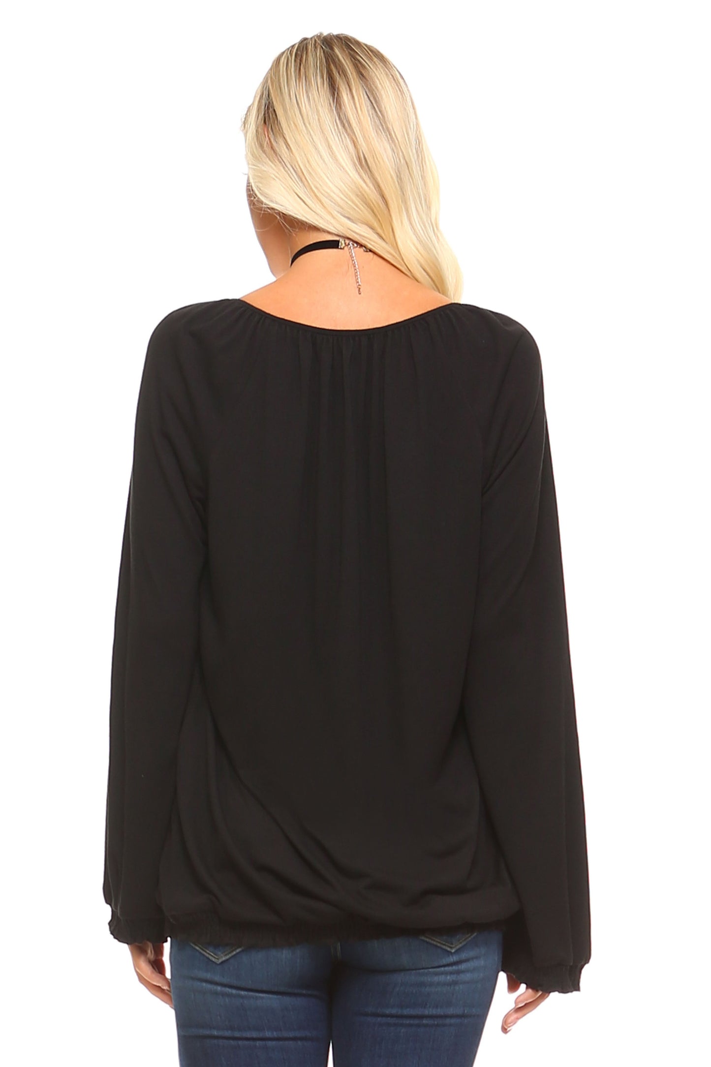 Women's Long Sleeve Solid Peasant Top (Sale Price: $33.15 CAD)