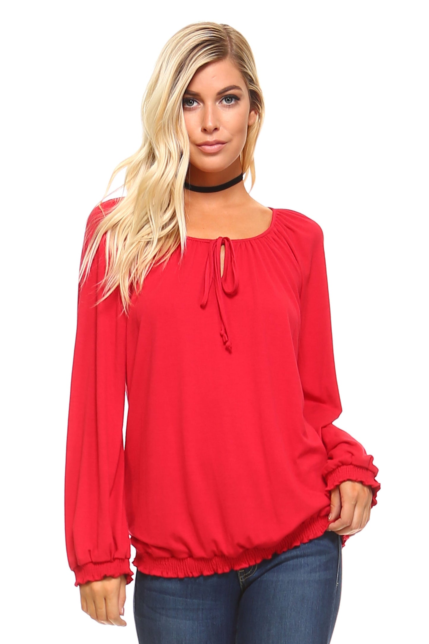 Women's Long Sleeve Solid Peasant Top (Sale Price: $33.15 CAD)