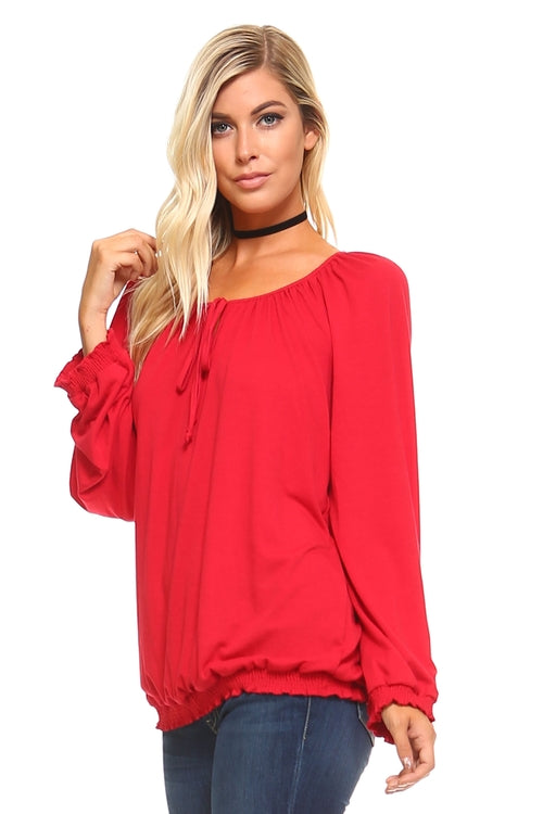 Women's Long Sleeve Solid Peasant Top (Sale Price: $33.15 CAD)