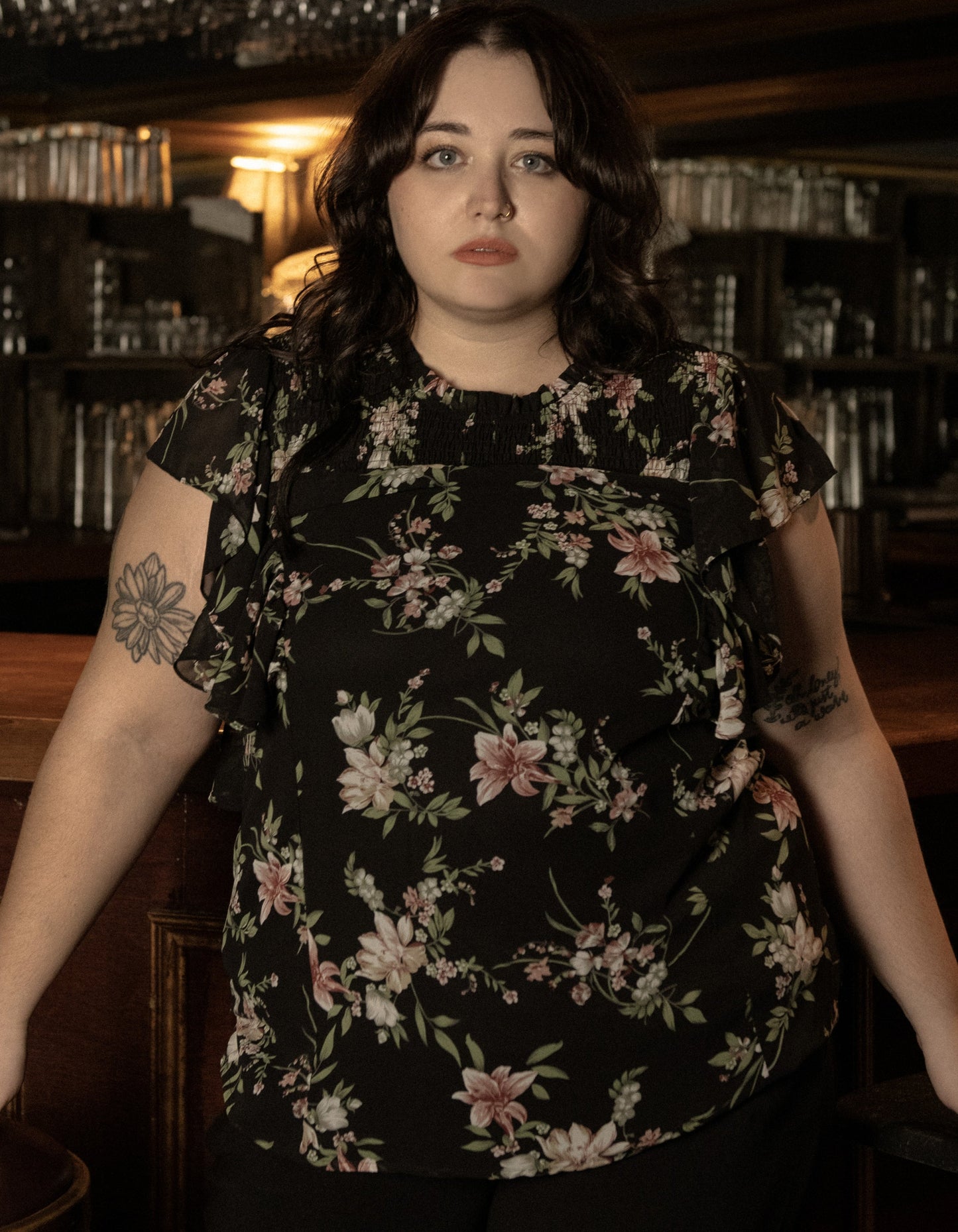 Melina Top Ruffled Short Sleeves Floral Print