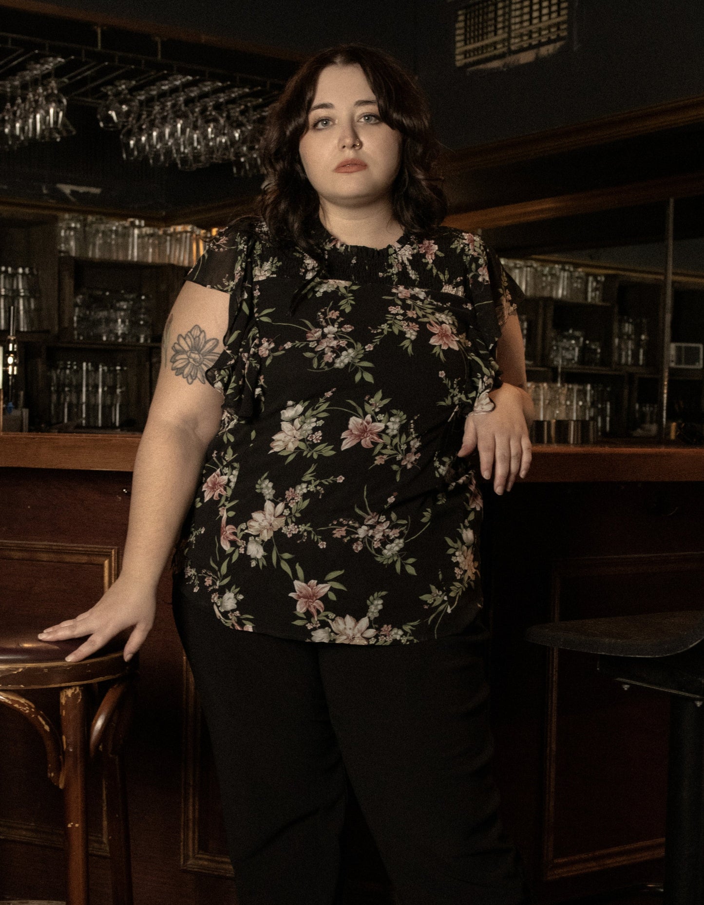 Melina Top Ruffled Short Sleeves Floral Print