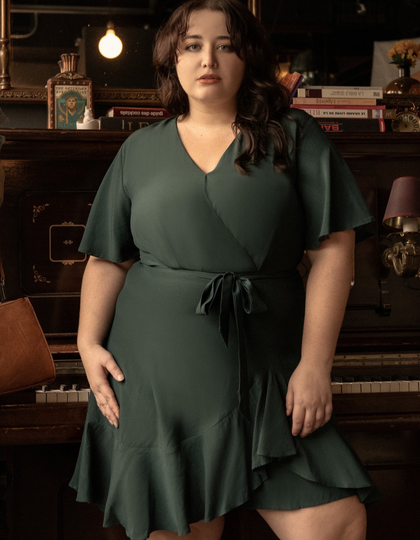 Lilou Dress Cross-Over Angle Flutter Sleeves (Sale Price: $72.24 CAD)