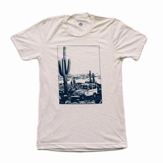 Desert Cruiser Tee - Unisex T - Oatmeal (Cotton/Poly/Rayon) ~ hand screen printed in Denver, Colorado (Sizes: S-XXL) (Sale Price: $52.70 CAD)