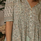 Nelly Dress A-line Bohemian Print Tassels with Mother of Pearl Buttons - Green (Sizes: XS-1X)