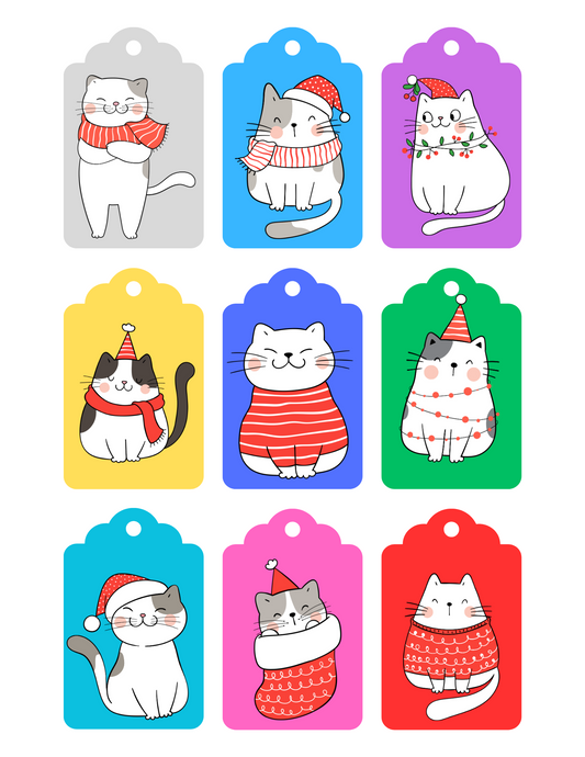 Festive Cats Christmas Gift Tags - Printable Digital Download ~ Sharon Dawn Collection (50% OFF - Sale Price - $3.00 CAD)