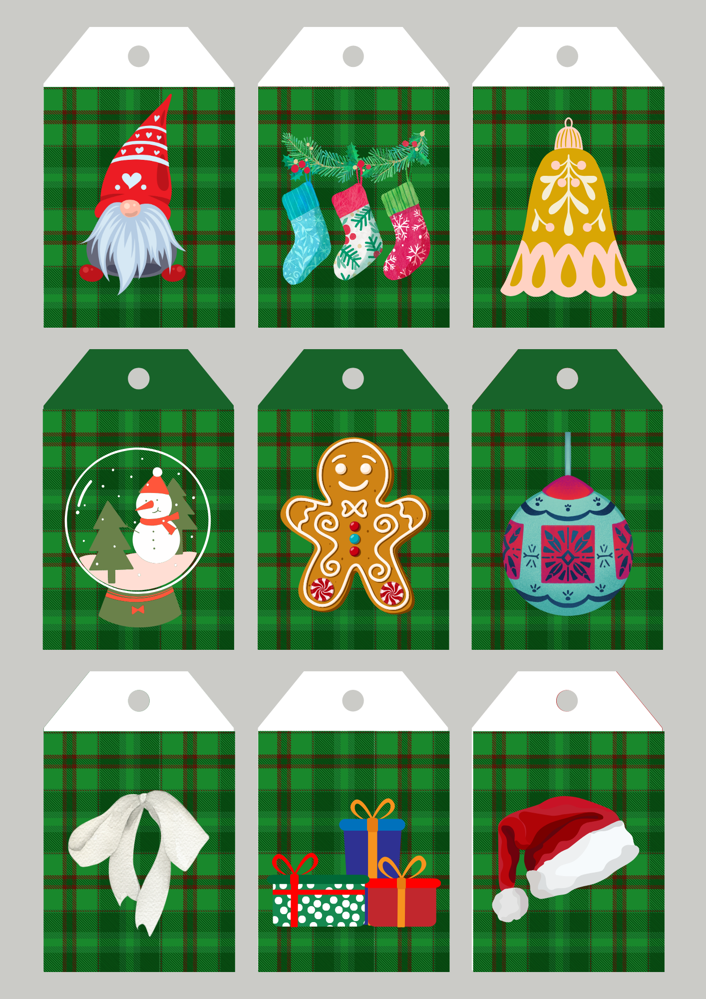 Green Buffalo Check Christmas Gift Tags - Printable Digital Download ~ Sharon Dawn Collection (50% OFF - Sale Price - $3.00 CAD)