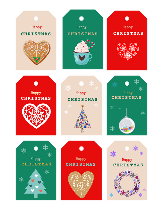 Happy Christmas Gift Tags - Printable Digital Download ~ Sharon Dawn Collection (50% OFF - Sale Price - $3.00)