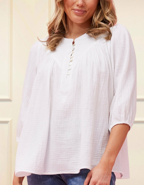 Hilone Blouse Cotton Gauze Lantern Sleeves (Sale Price: $64.59 CAD)