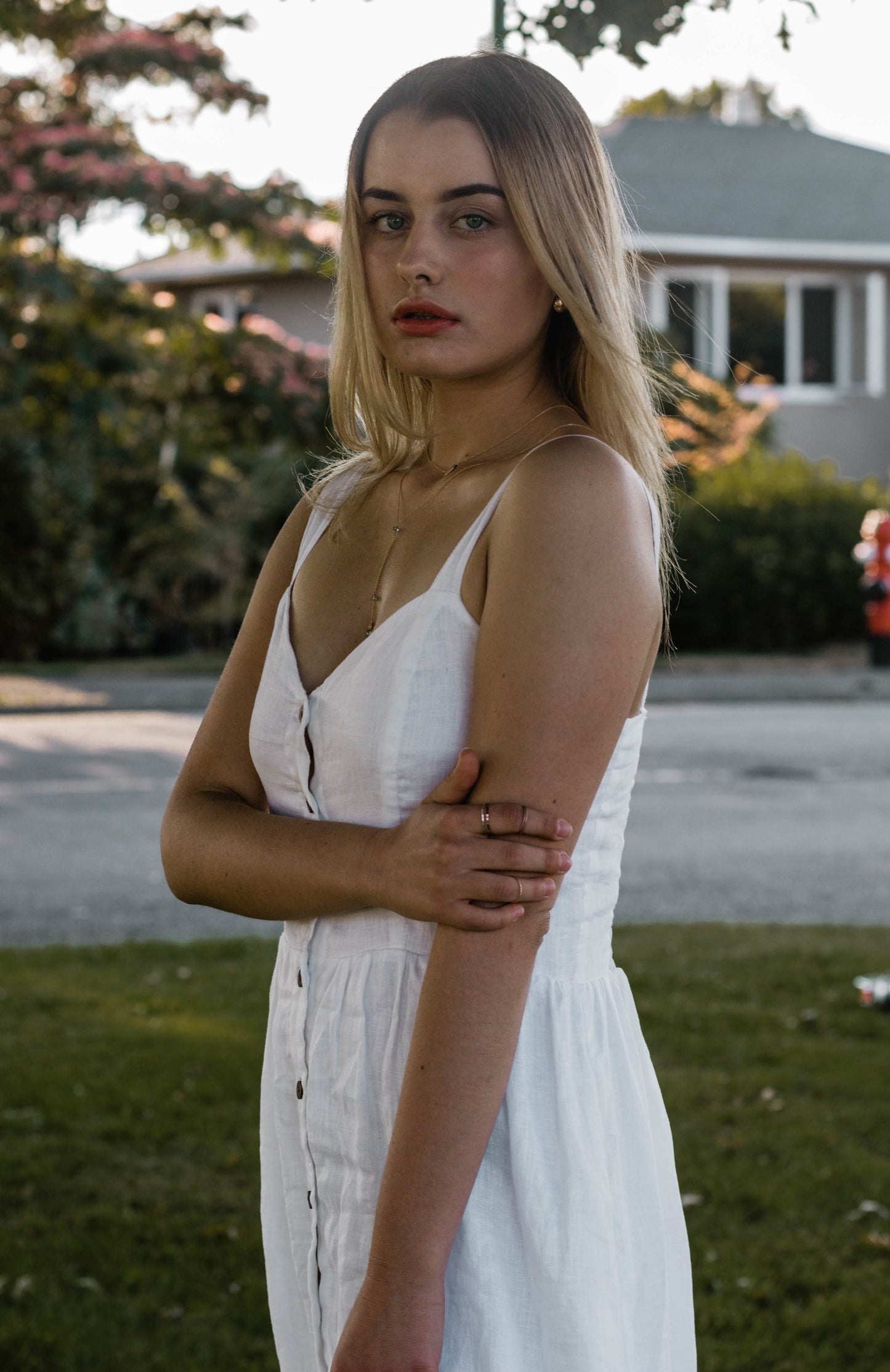 Daria Linen Dress | White - Made in Bali/Designed in Victoria, BC