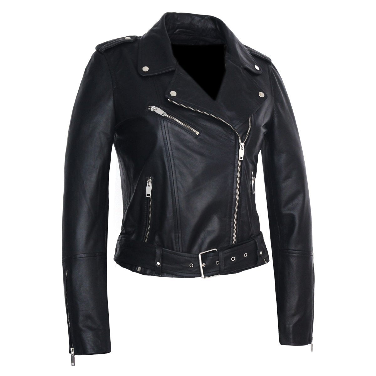 Women's Moto Nappa Leather Jacket (XS-4XL)