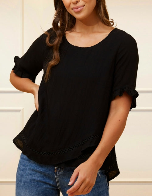 Jessy Top Relaxed Linen Blend Crossover Hem