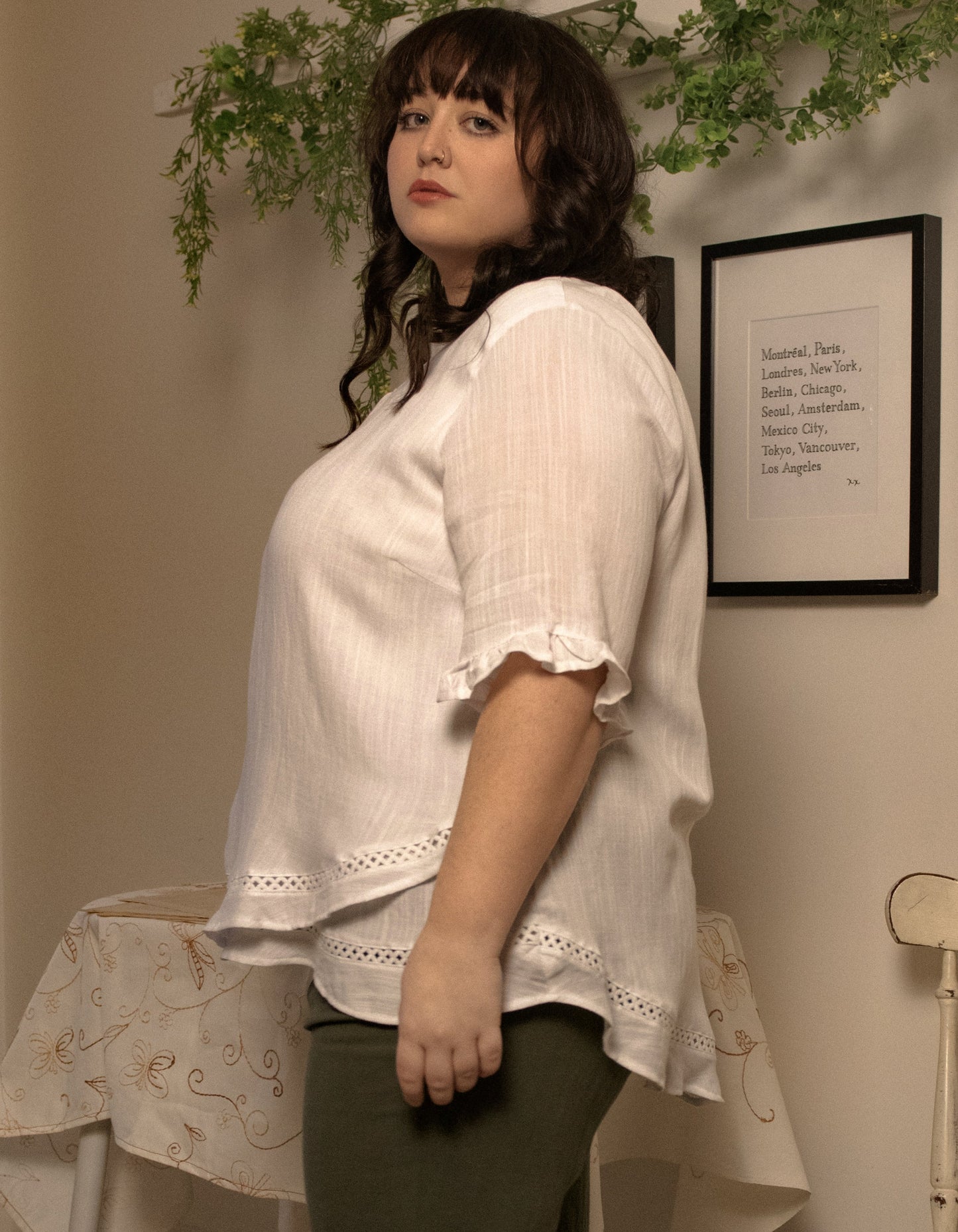 Jessy Top Relaxed Linen Blend Crossover Hem