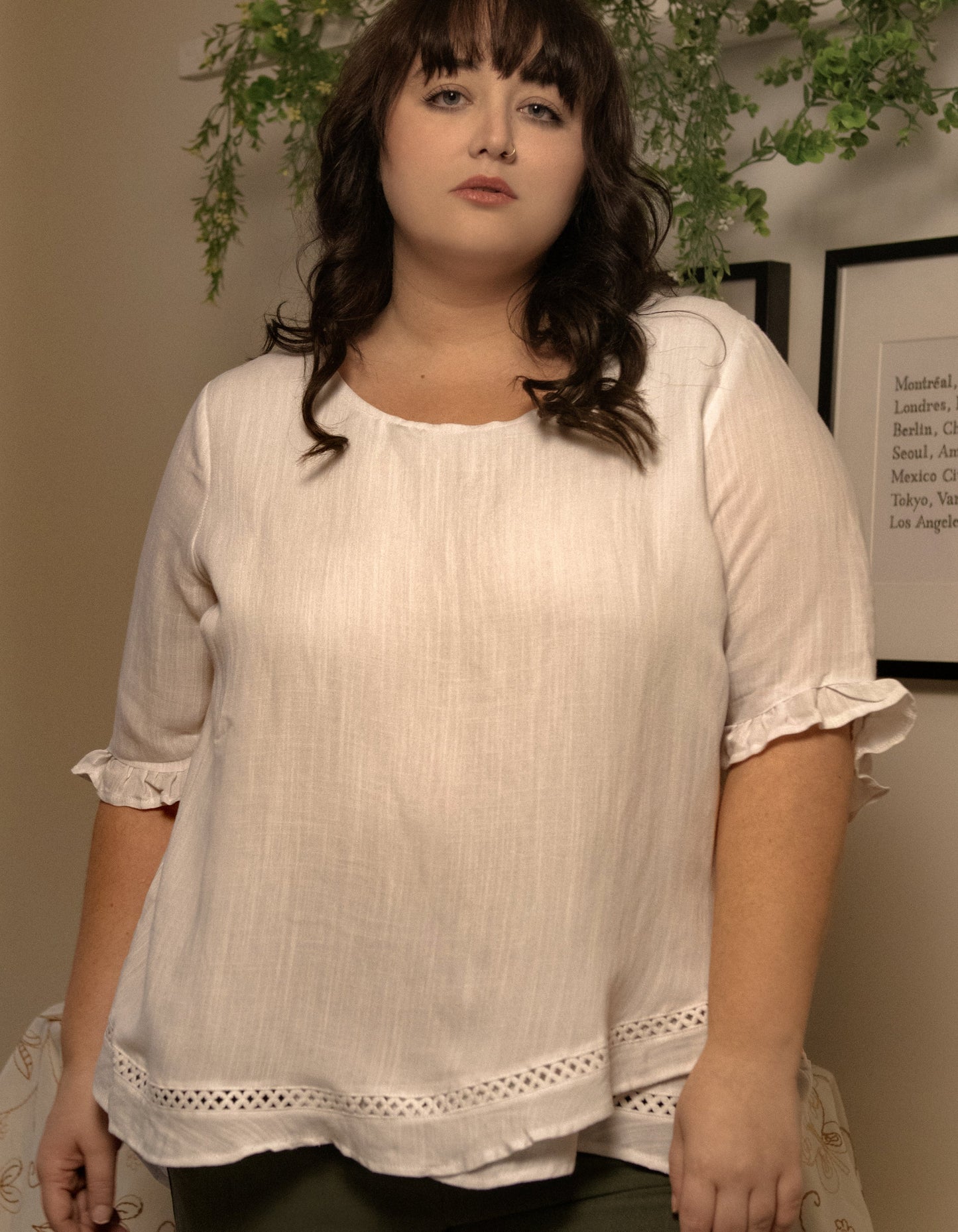 Jessy Top Relaxed Linen Blend Crossover Hem