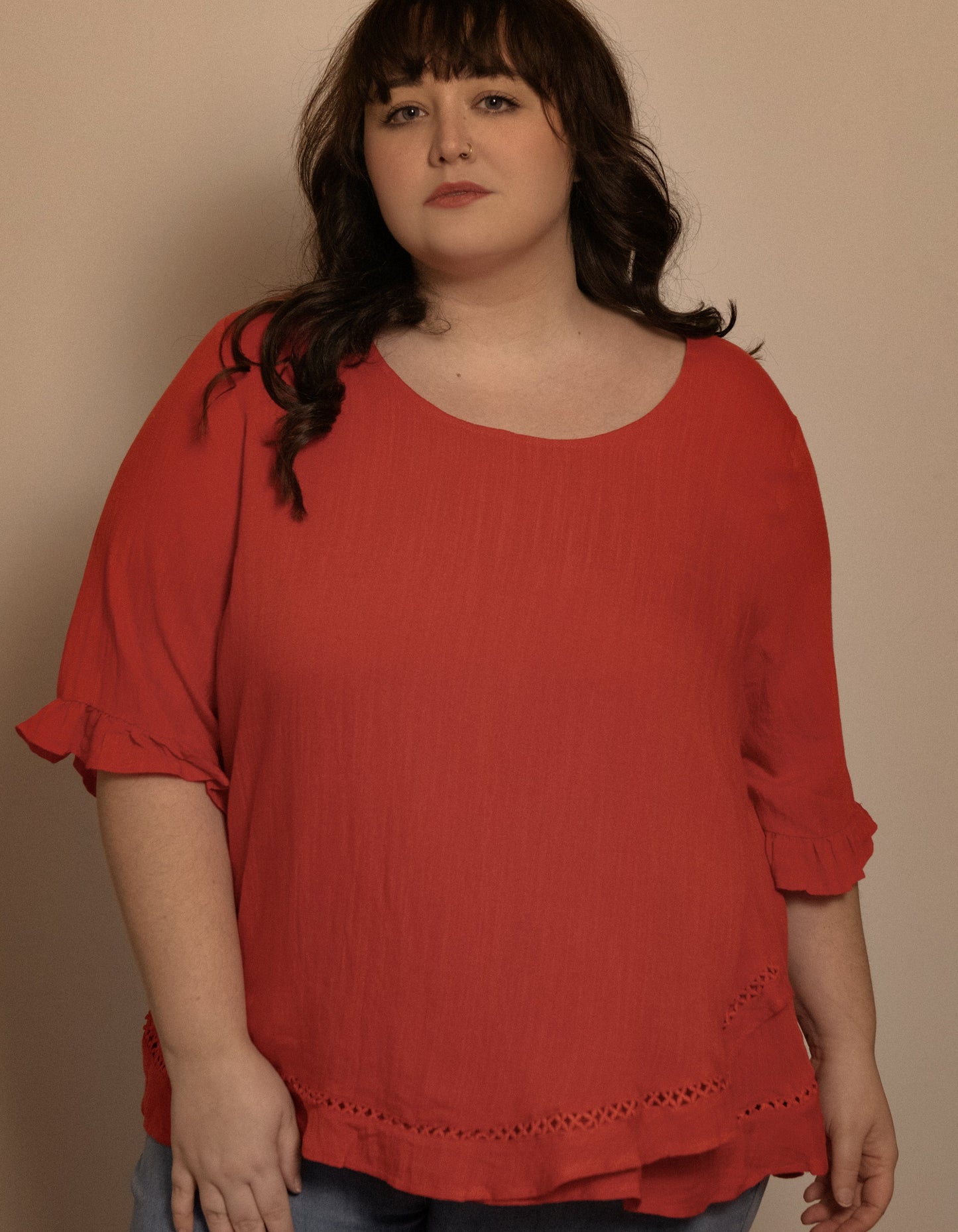 Jessy Top Relaxed Linen Blend Crossover Hem