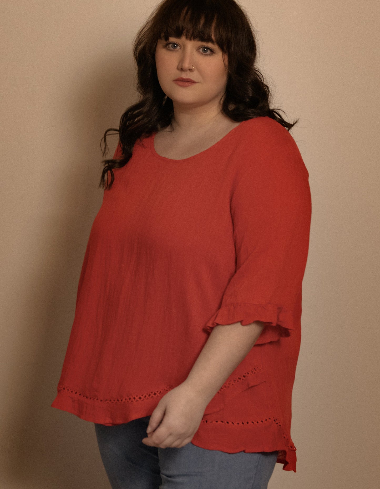 Jessy Top Relaxed Linen Blend Crossover Hem
