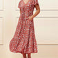 Lysandre Midi Dress Floral Print Rust - 100% Viscose (Sizes: XS-1X) (Sale Price: $68.85 CAD)