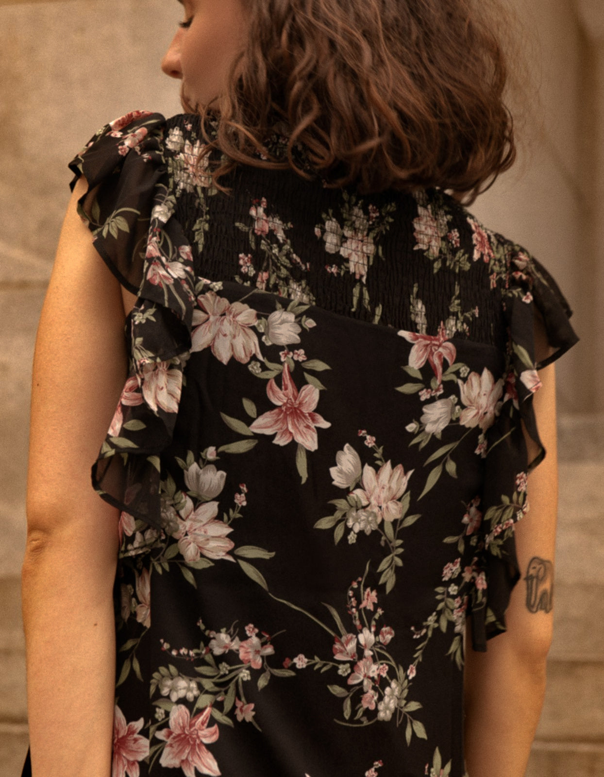 Melina Top Ruffled Short Sleeves Floral Print