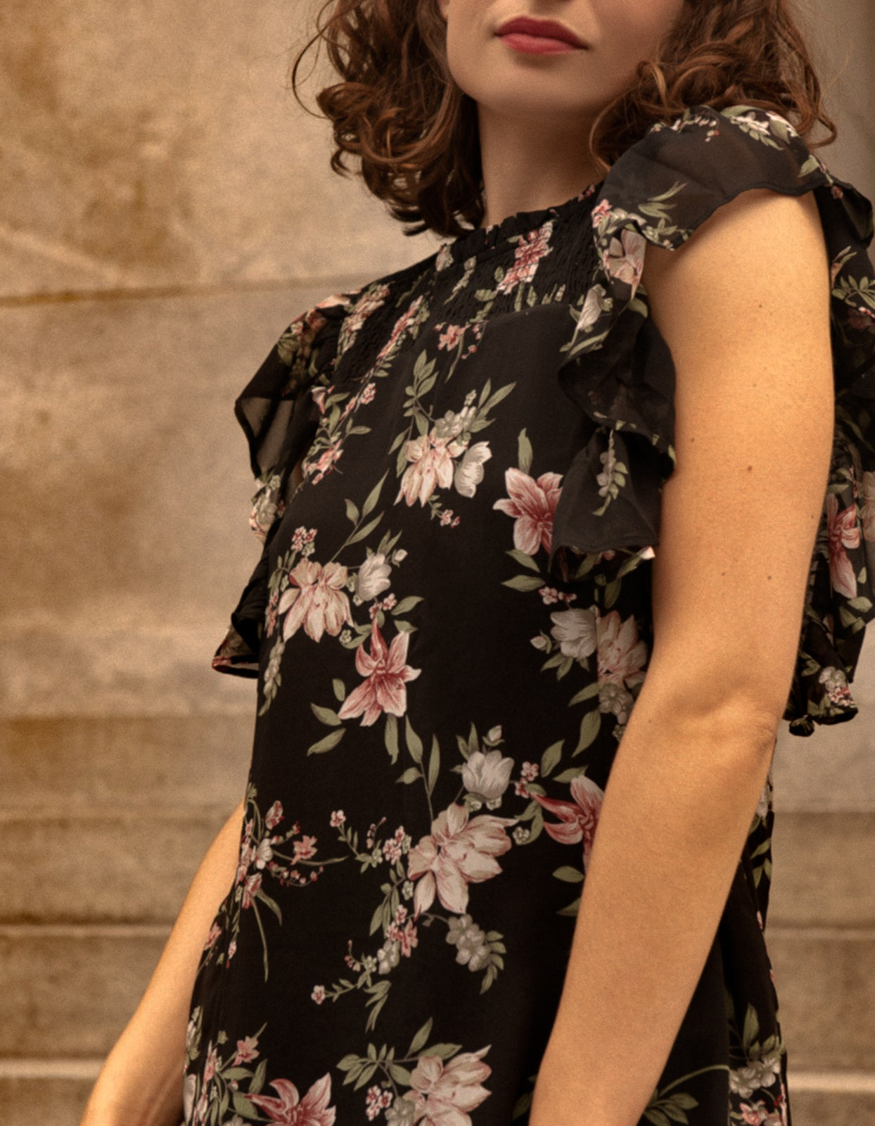 Melina Top Ruffled Short Sleeves Floral Print