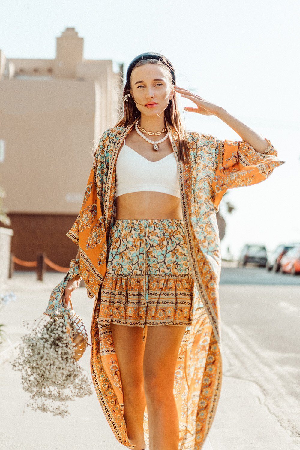 Mía Bohemian Floral Print 95% Cotton Kimono Style Robe (S/M/L)