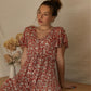 Lysandre Midi Dress Floral Print Rust - 100% Viscose (Sizes: XS-1X) (Sale Price: $68.85 CAD)