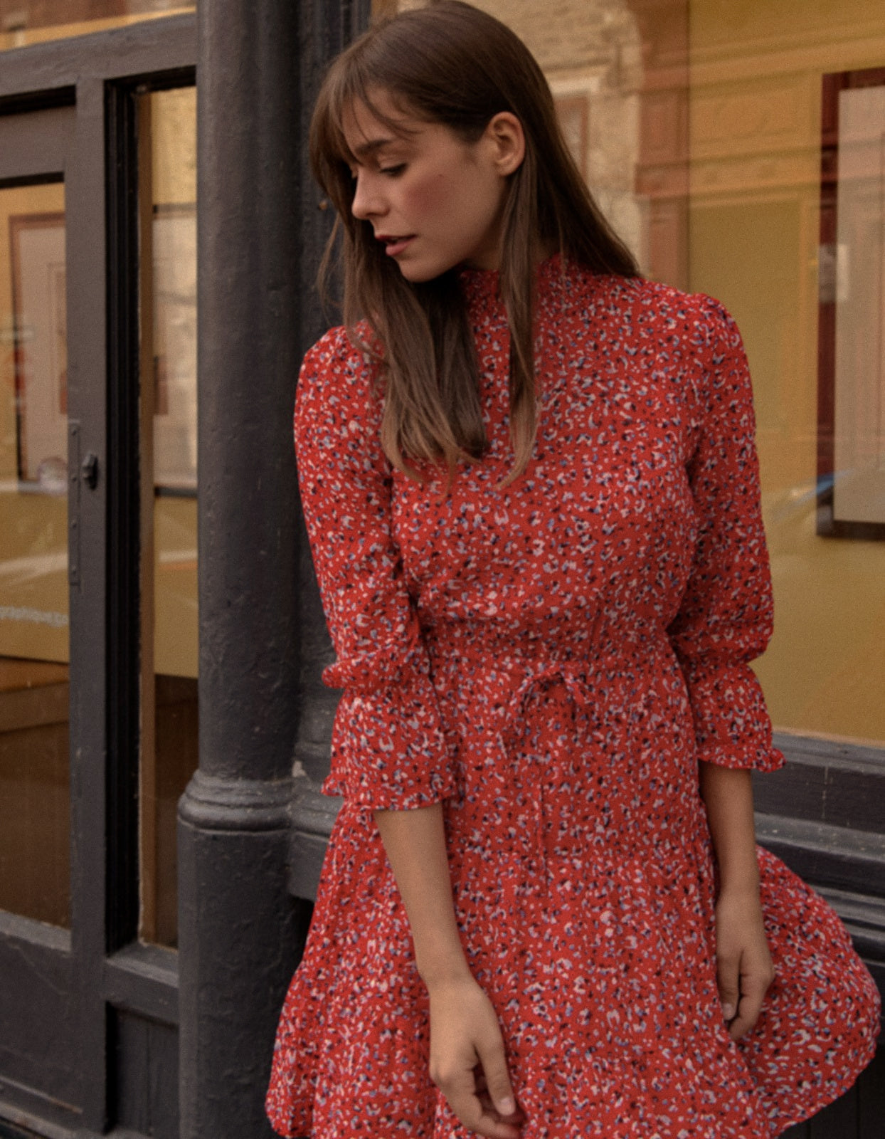 Noemie Dress Tiered Print High Neckline (Sizes: XS - 3X) (Sale Price: $68.84 CAD)