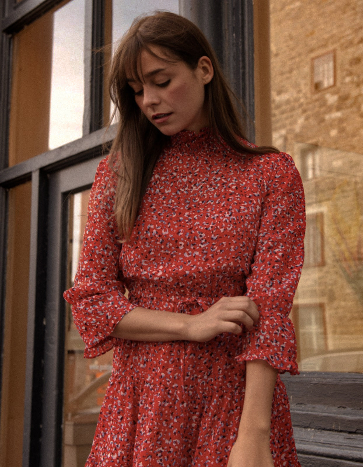 Noemie Dress Tiered Print High Neckline (Sizes: XS - 3X) (Sale Price: $68.84 CAD)