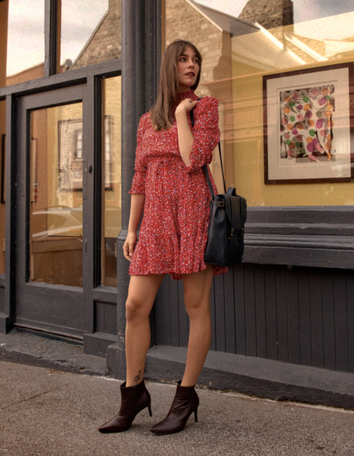 Noemie Dress Tiered Print High Neckline (Sizes: XS - 3X) (Sale Price: $68.84 CAD)