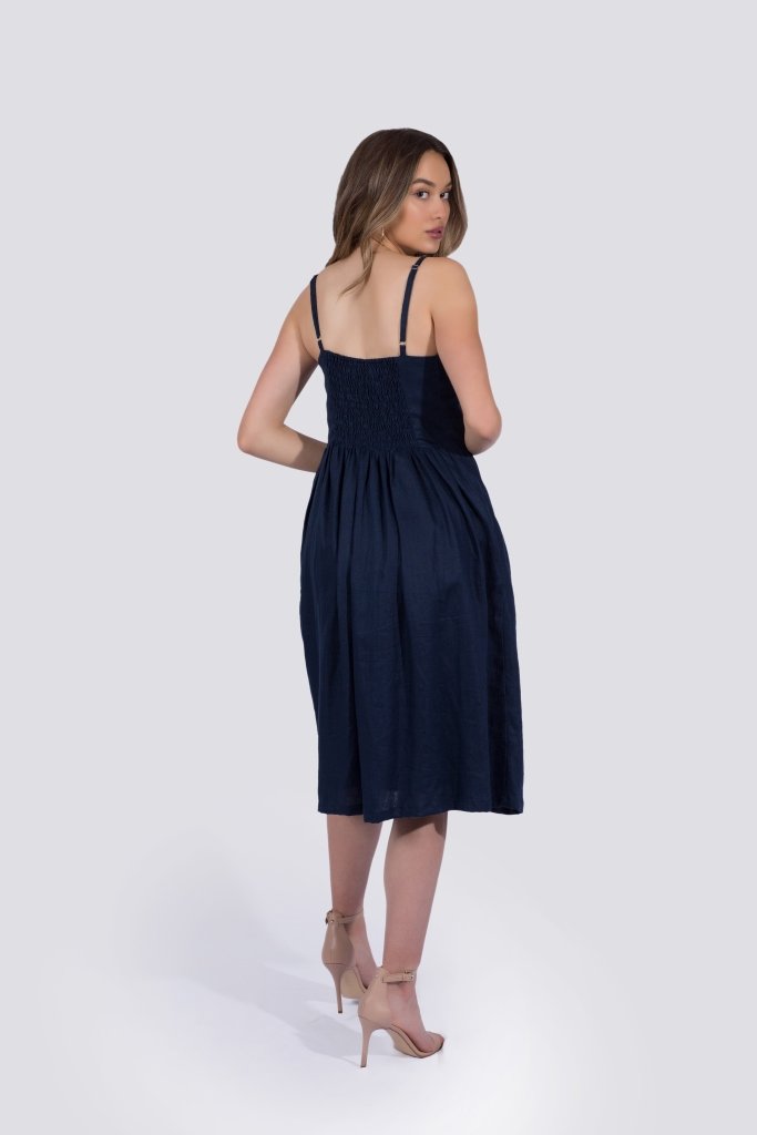 Everly Dress | Navy ~ Made in Bali/Designed in Victoria, BC