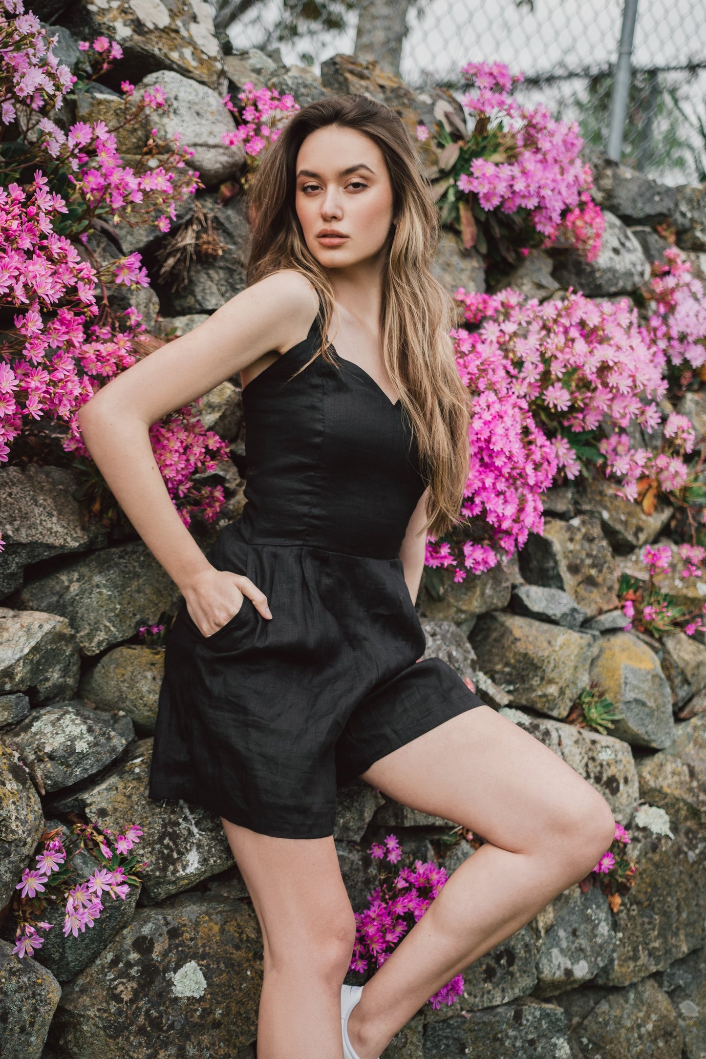 Gia Linen Romper | Black | 100% Linen ~ Made in Bali/Designed in Victoria, BC