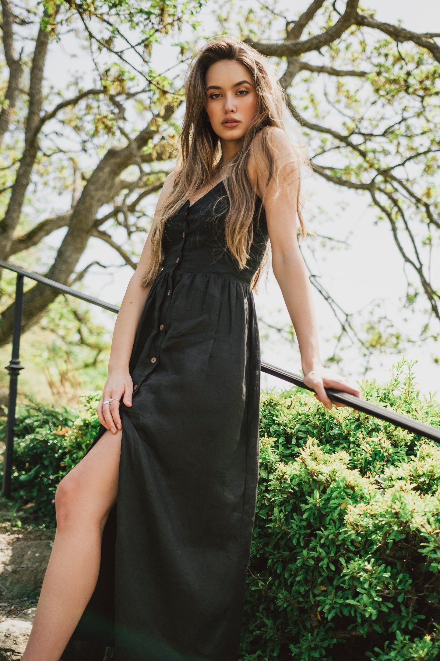 Daria Linen Dress | Black - Made in Bali/Designed in Victoria, BC