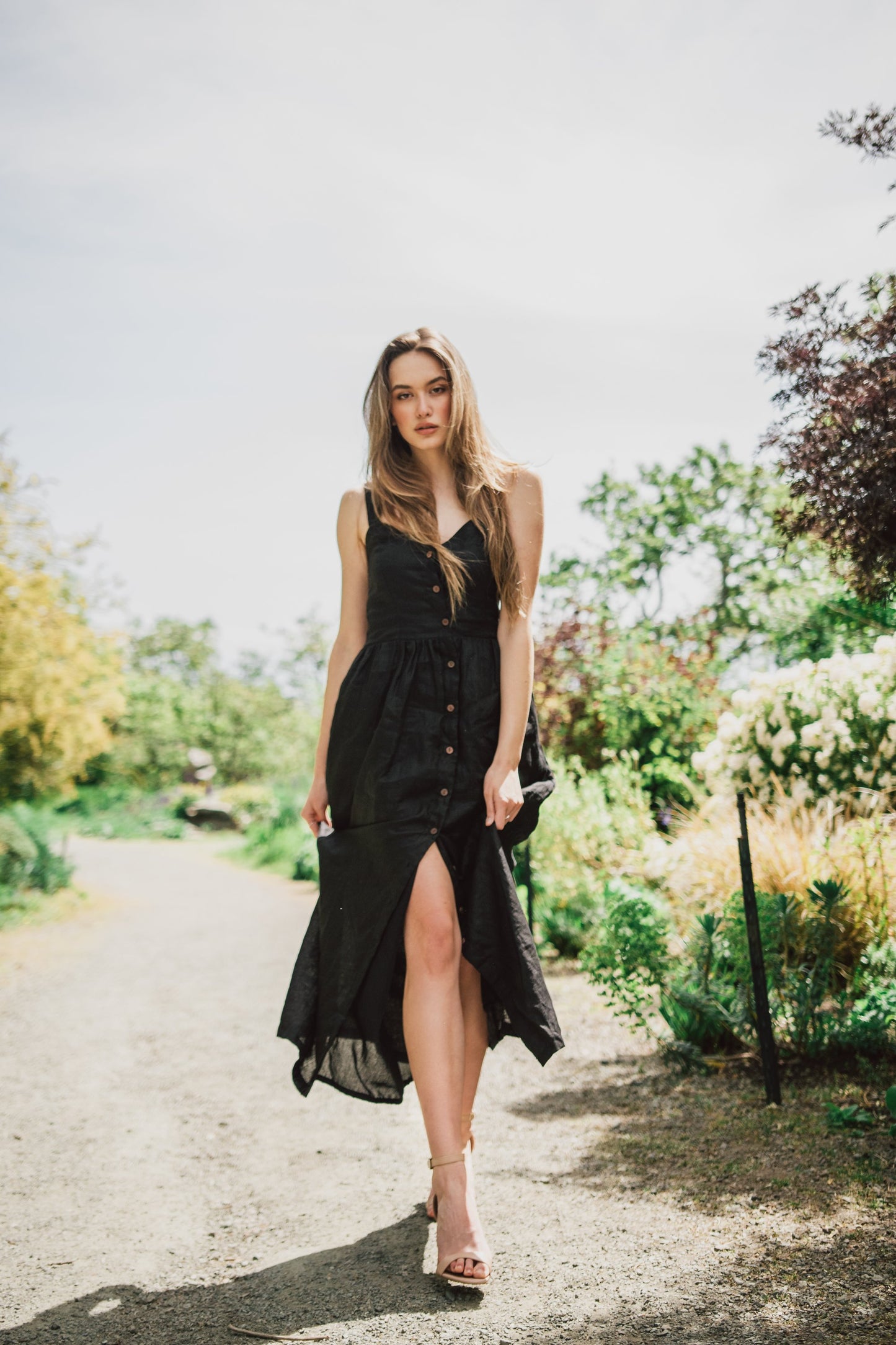 Daria Linen Dress | Black - Made in Bali/Designed in Victoria, BC
